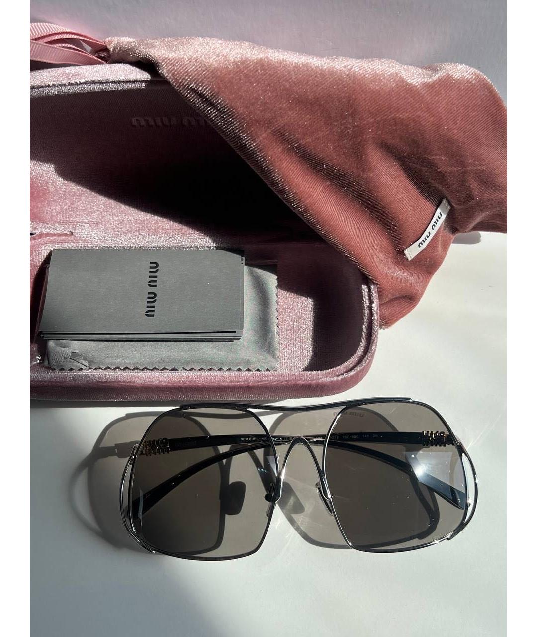 MIU MIU Серые металлические солнцезащитные очки, фото 5
