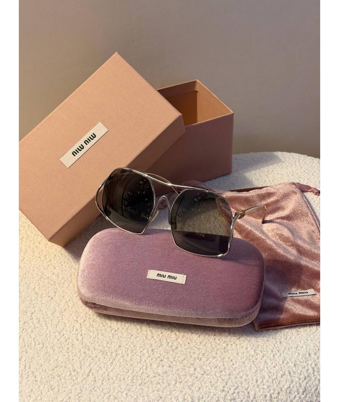 MIU MIU Серые металлические солнцезащитные очки, фото 2