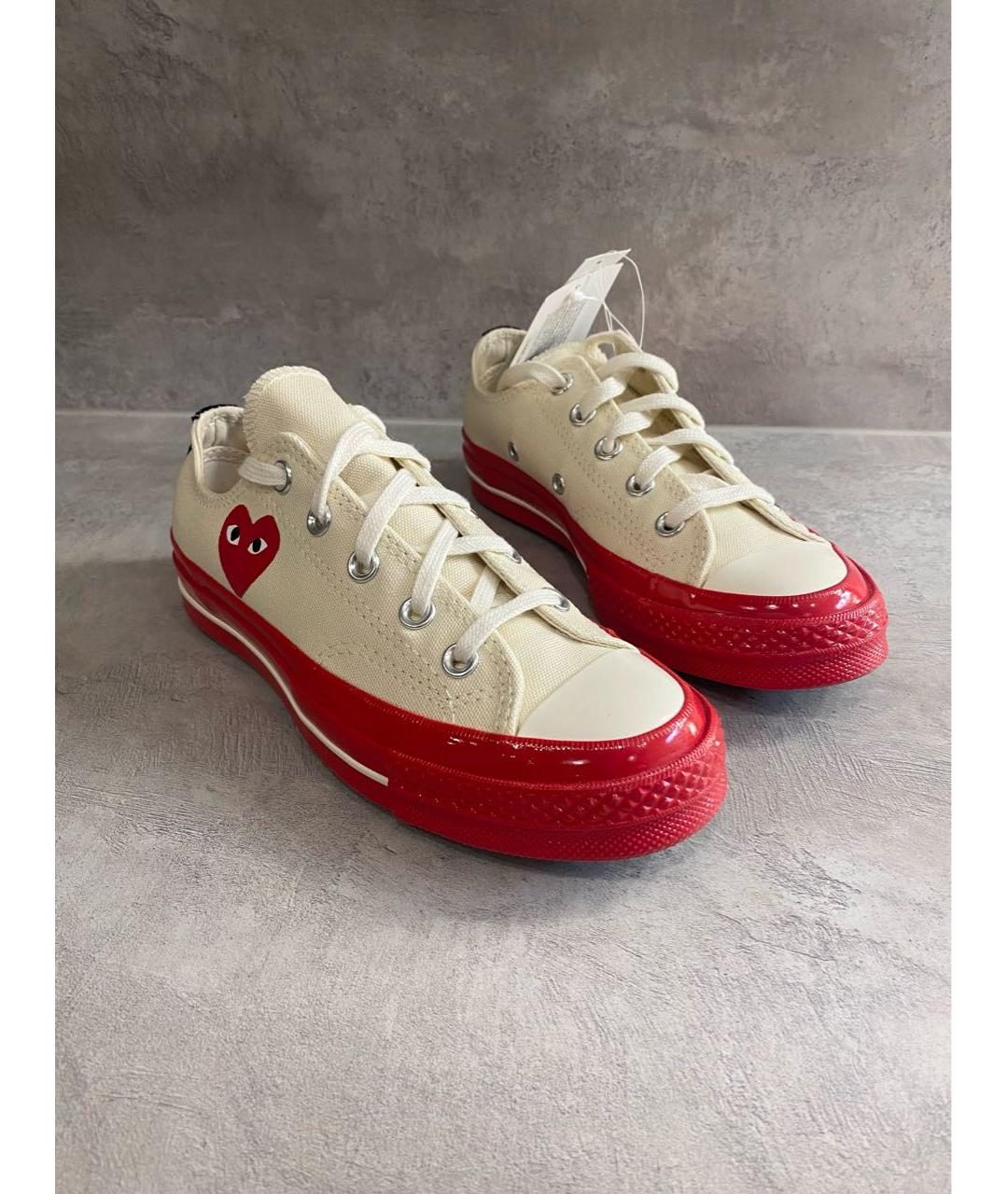 COMME DES GARÇONS PLAY Бежевые текстильные кеды, фото 3