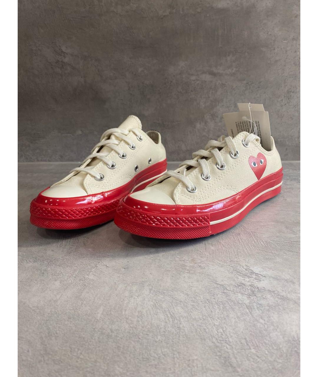 COMME DES GARÇONS PLAY Бежевые текстильные кеды, фото 2