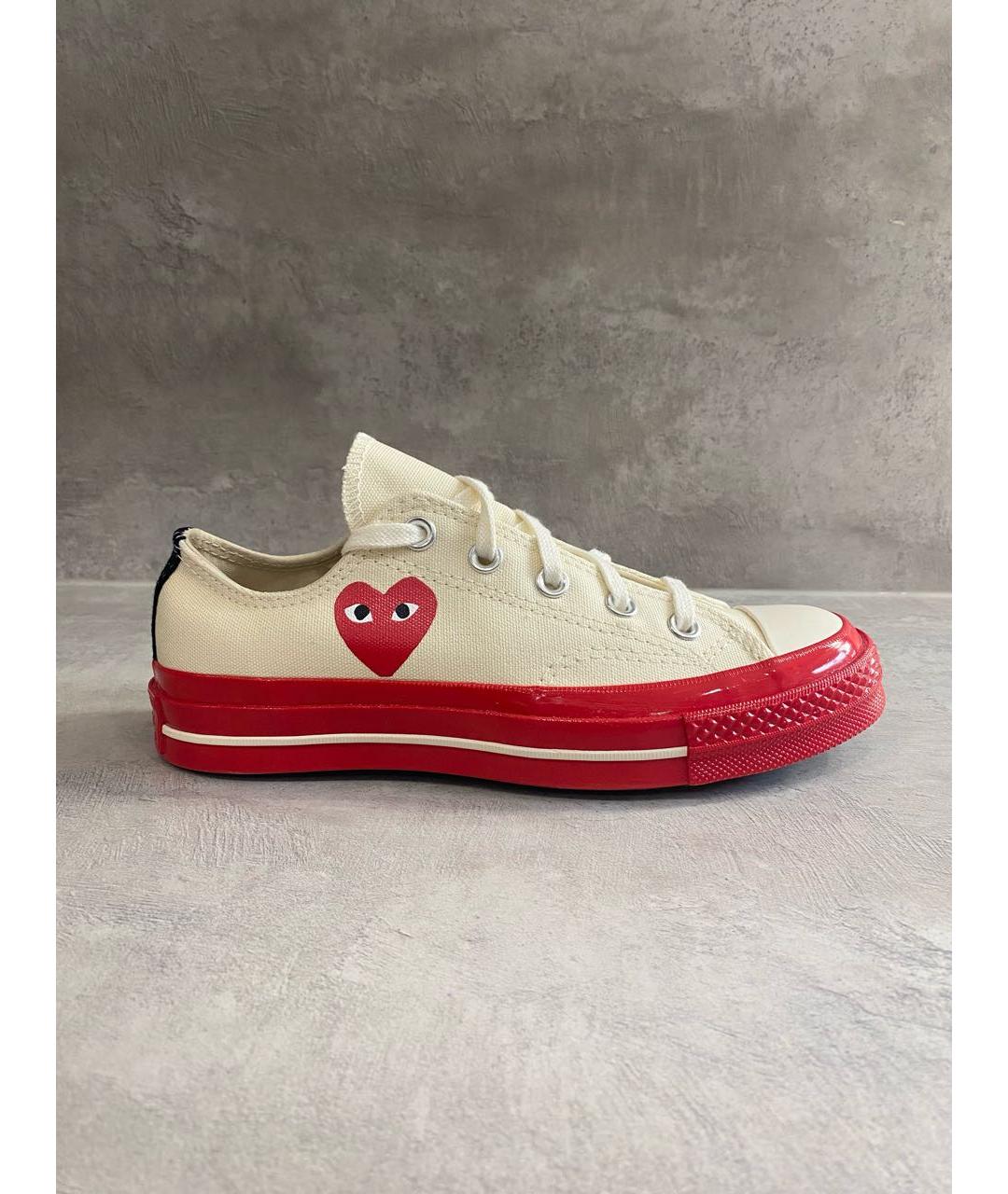 COMME DES GARÇONS PLAY Бежевые текстильные кеды, фото 8