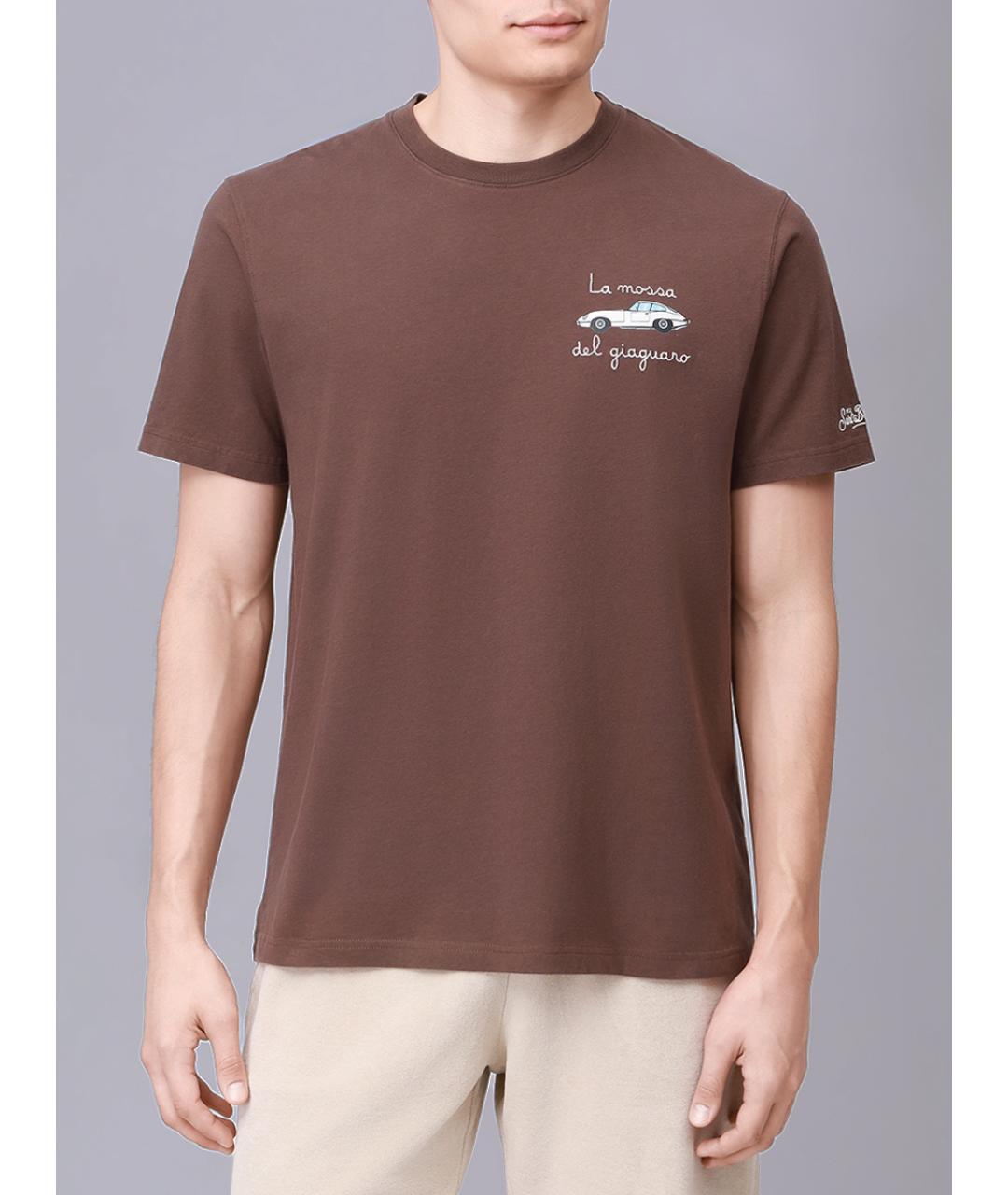 MC2 SAINT BARTH Коричневая хлопковая футболка, фото 4