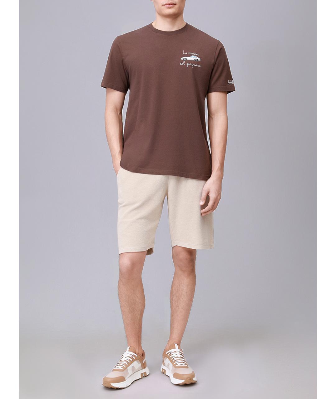 MC2 SAINT BARTH Коричневая хлопковая футболка, фото 2