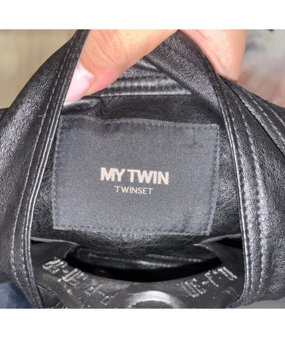 TWIN-SET Черная кожаная куртка, фото 3