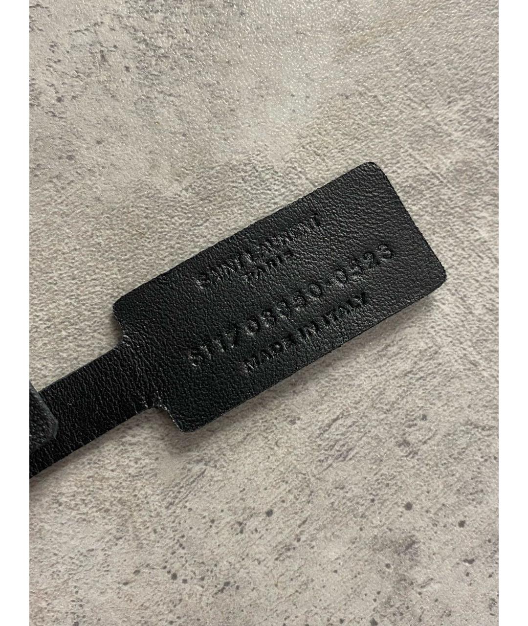 SAINT LAURENT Черный кожаный браслет, фото 6