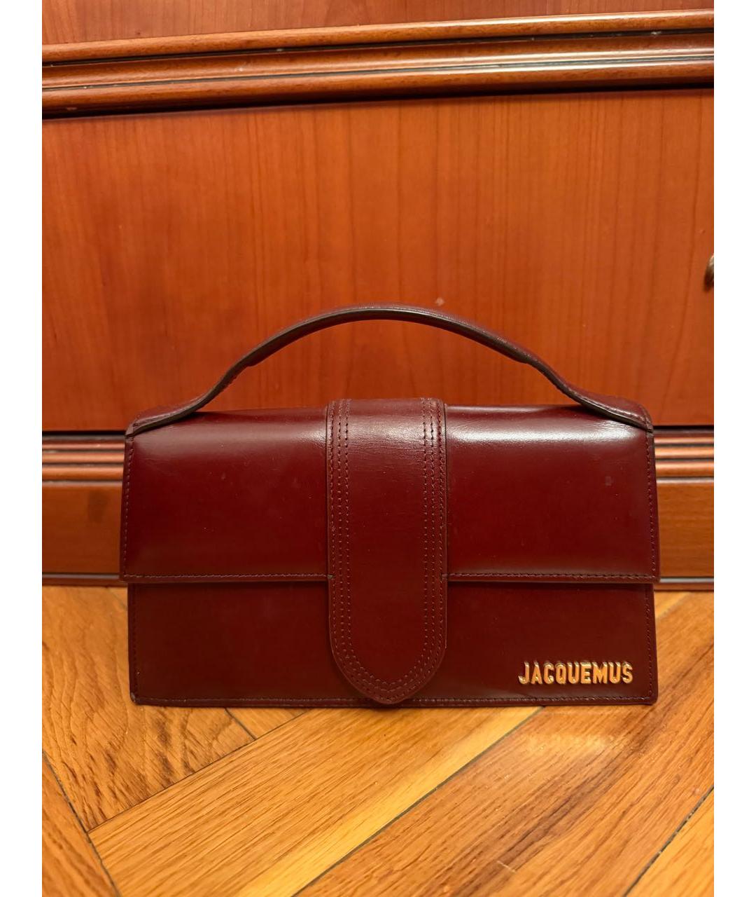 JACQUEMUS Бордовая кожаная сумка с короткими ручками, фото 8