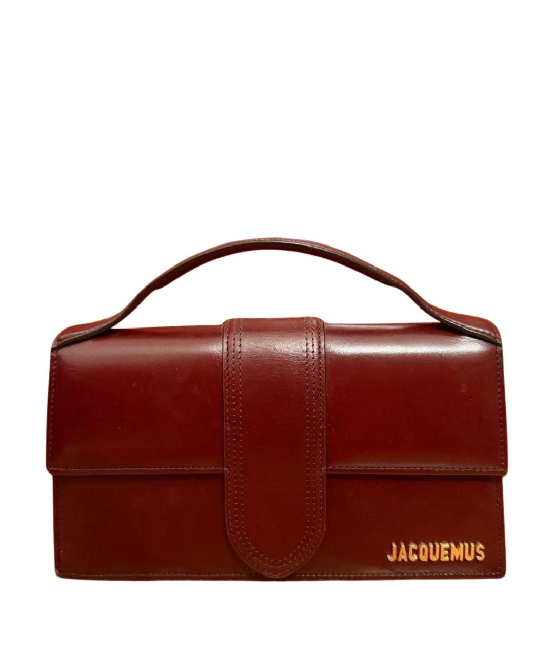 JACQUEMUS Бордовая кожаная сумка с короткими ручками, фото 1