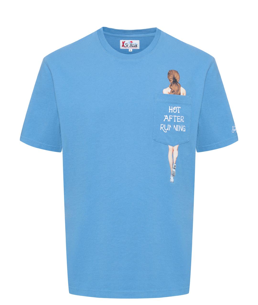 MC2 SAINT BARTH Голубая хлопковая футболка, фото 1