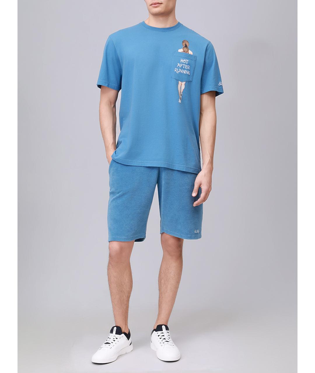 MC2 SAINT BARTH Голубая хлопковая футболка, фото 2