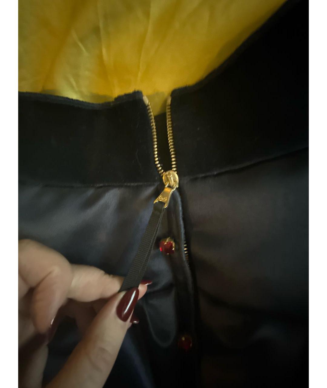 DOLCE&GABBANA Темно-синяя атласная юбка мини, фото 3