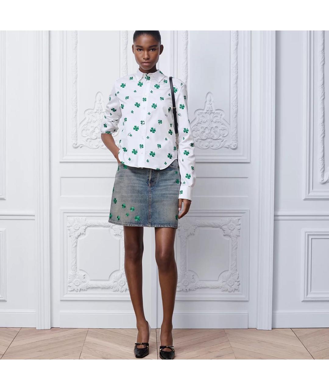 CHRISTIAN DIOR Голубая юбка мини, фото 2