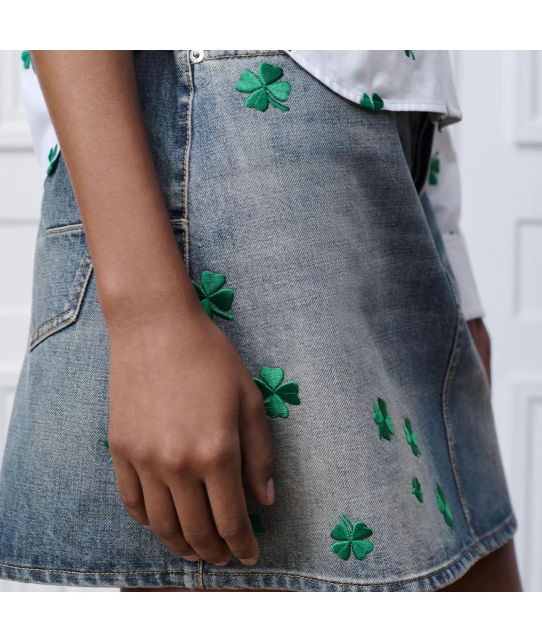 CHRISTIAN DIOR Голубая юбка мини, фото 3