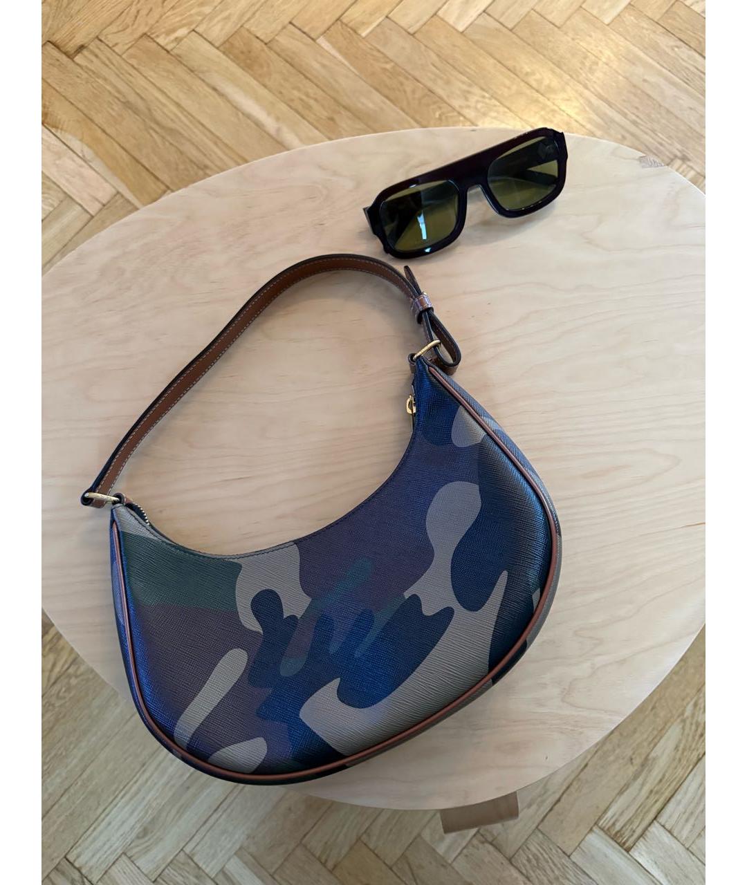 CELINE Хаки кожаная сумка с короткими ручками, фото 3