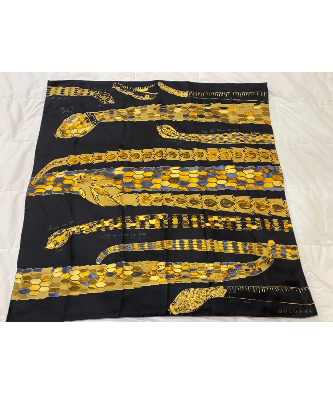 BVLGARI Черный шелковый платок, фото 7