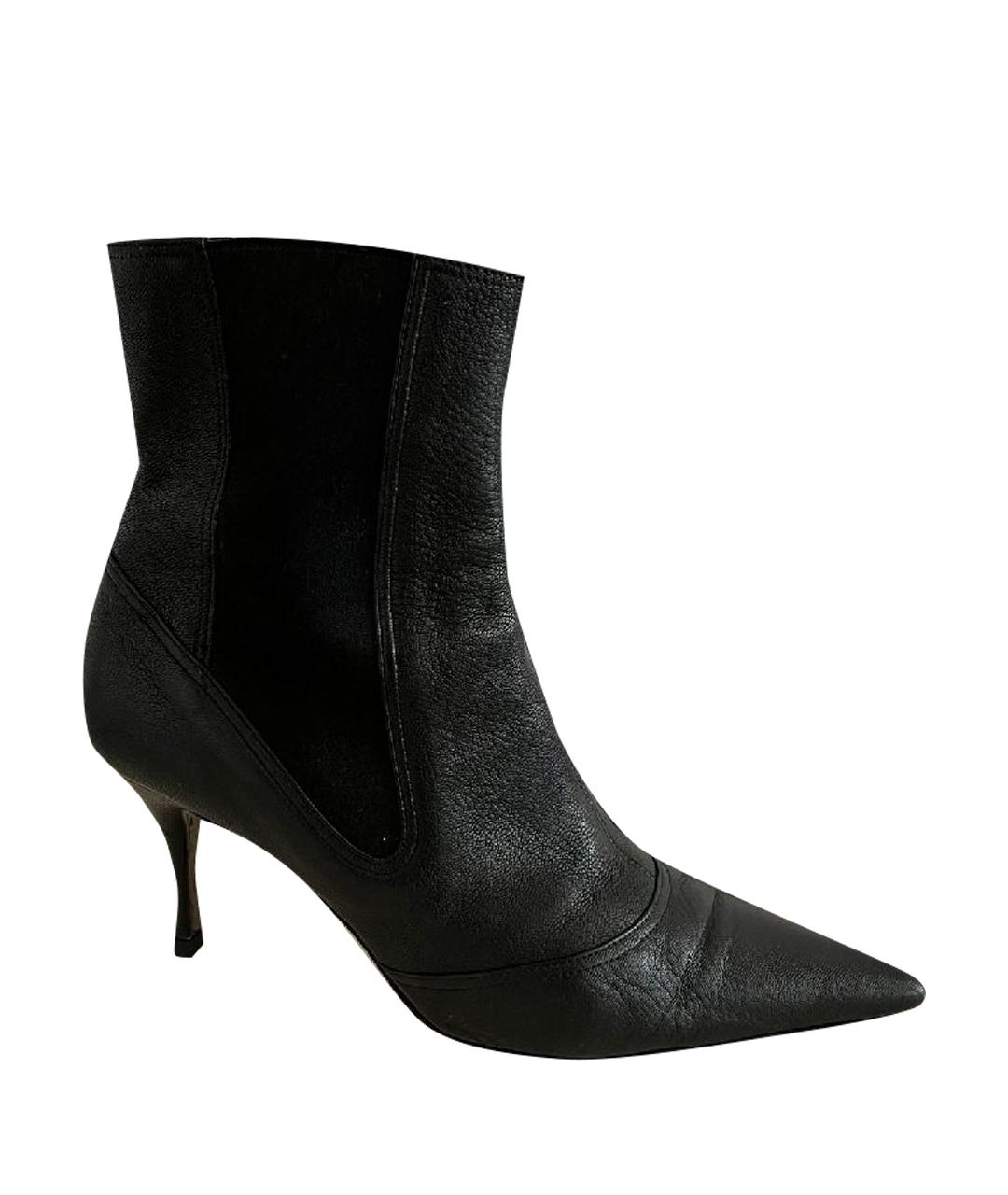 DOLCE&GABBANA Черные кожаные ботильоны, фото 1