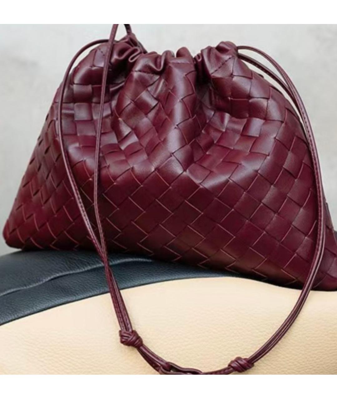 BOTTEGA VENETA Бордовая кожаная сумка через плечо, фото 7