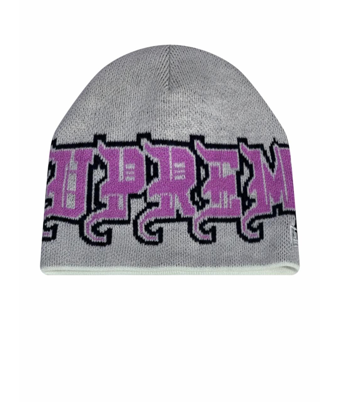 SUPREME Серая шапка, фото 1