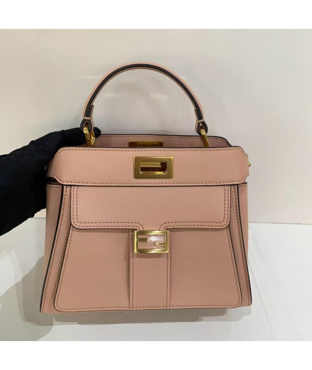 FENDI Розовая кожаная сумка через плечо, фото 3