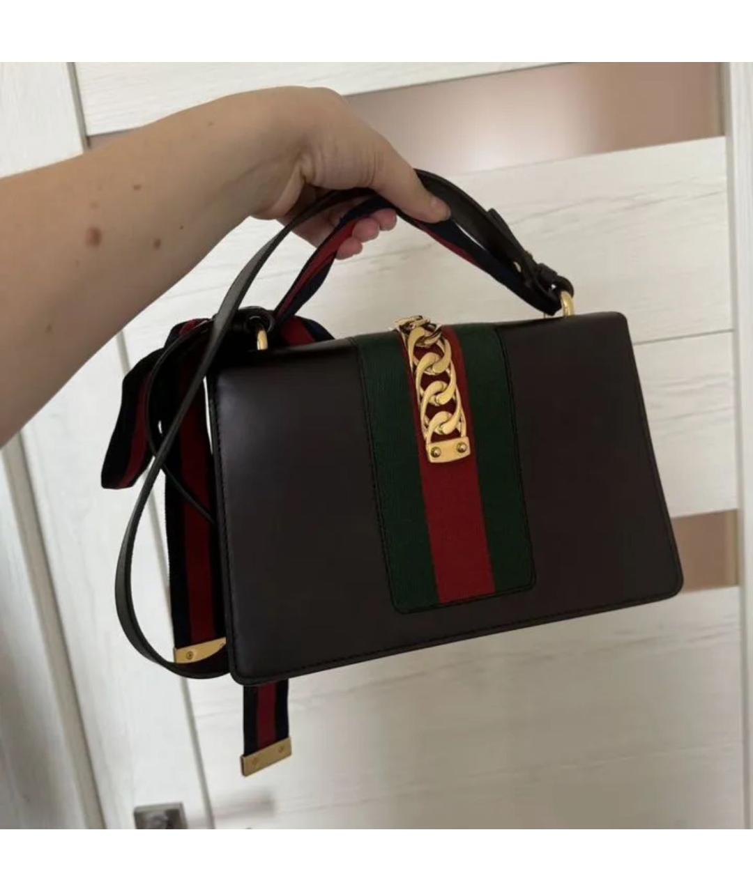 GUCCI Черная кожаная сумка через плечо, фото 3