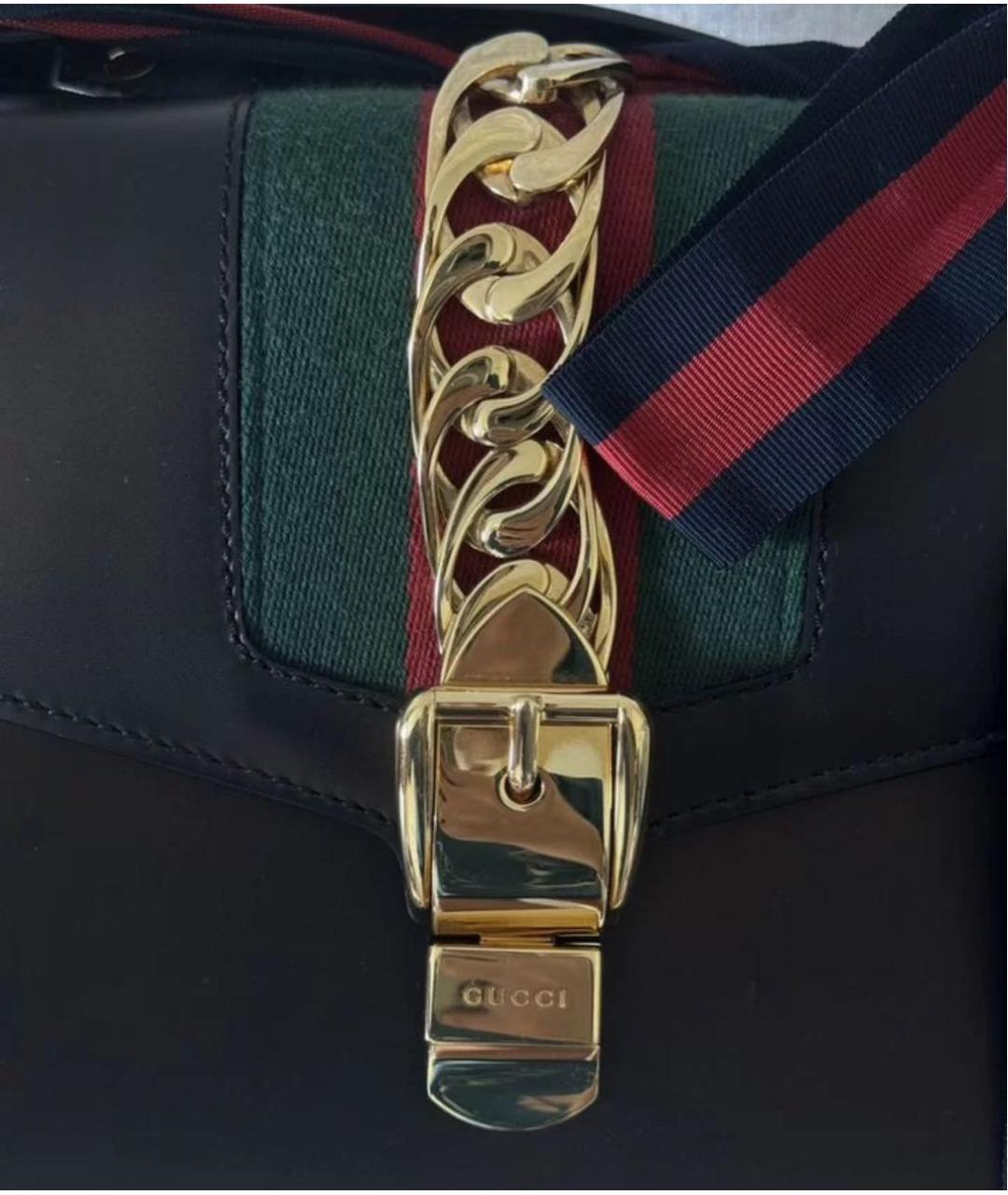 GUCCI Черная кожаная сумка через плечо, фото 5