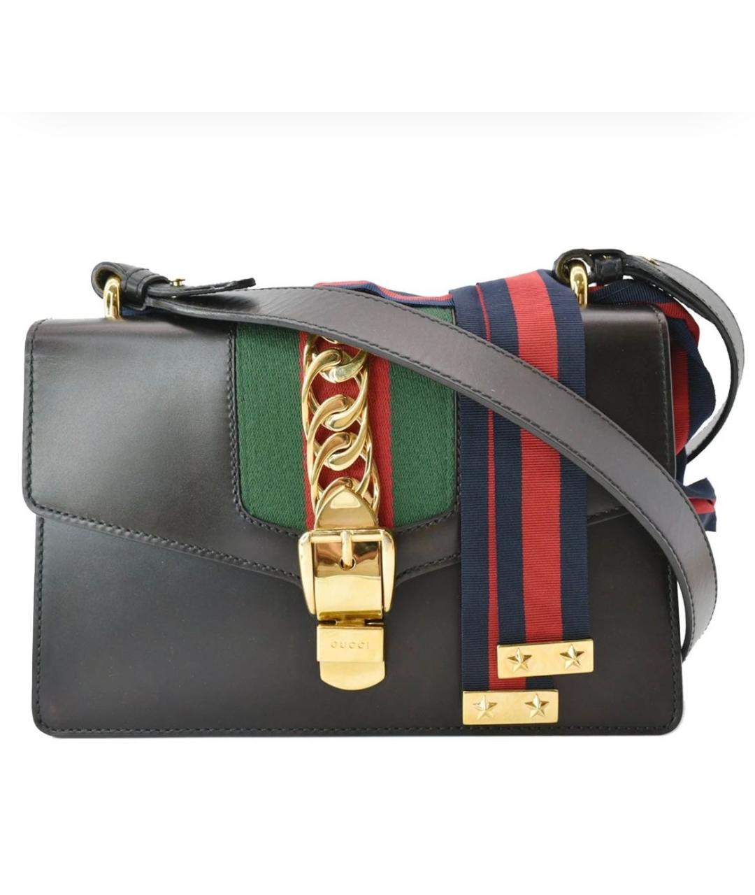 GUCCI Черная кожаная сумка через плечо, фото 9