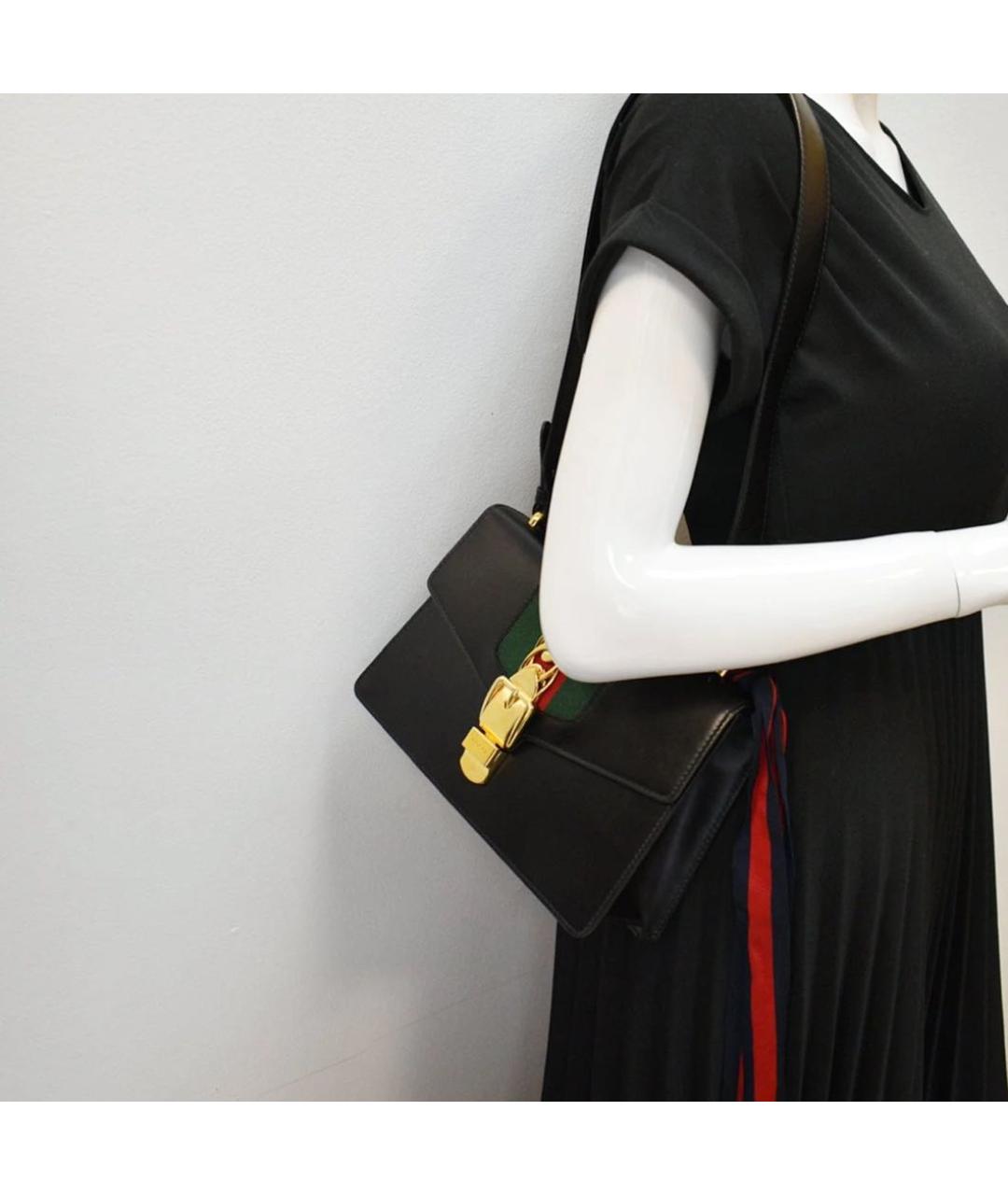 GUCCI Черная кожаная сумка через плечо, фото 8
