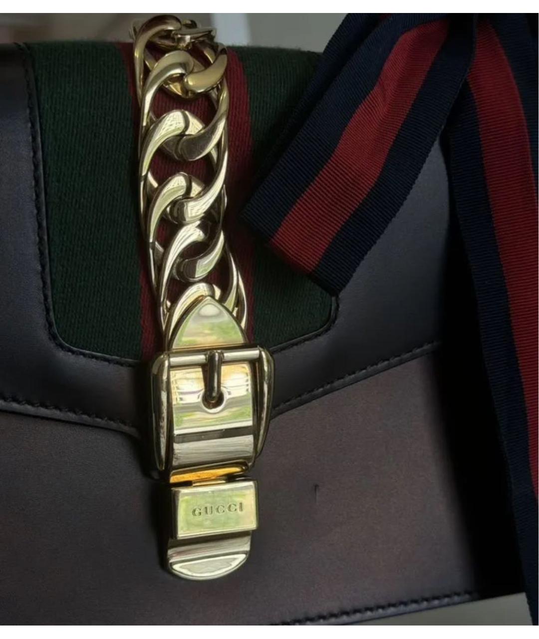 GUCCI Черная кожаная сумка через плечо, фото 7