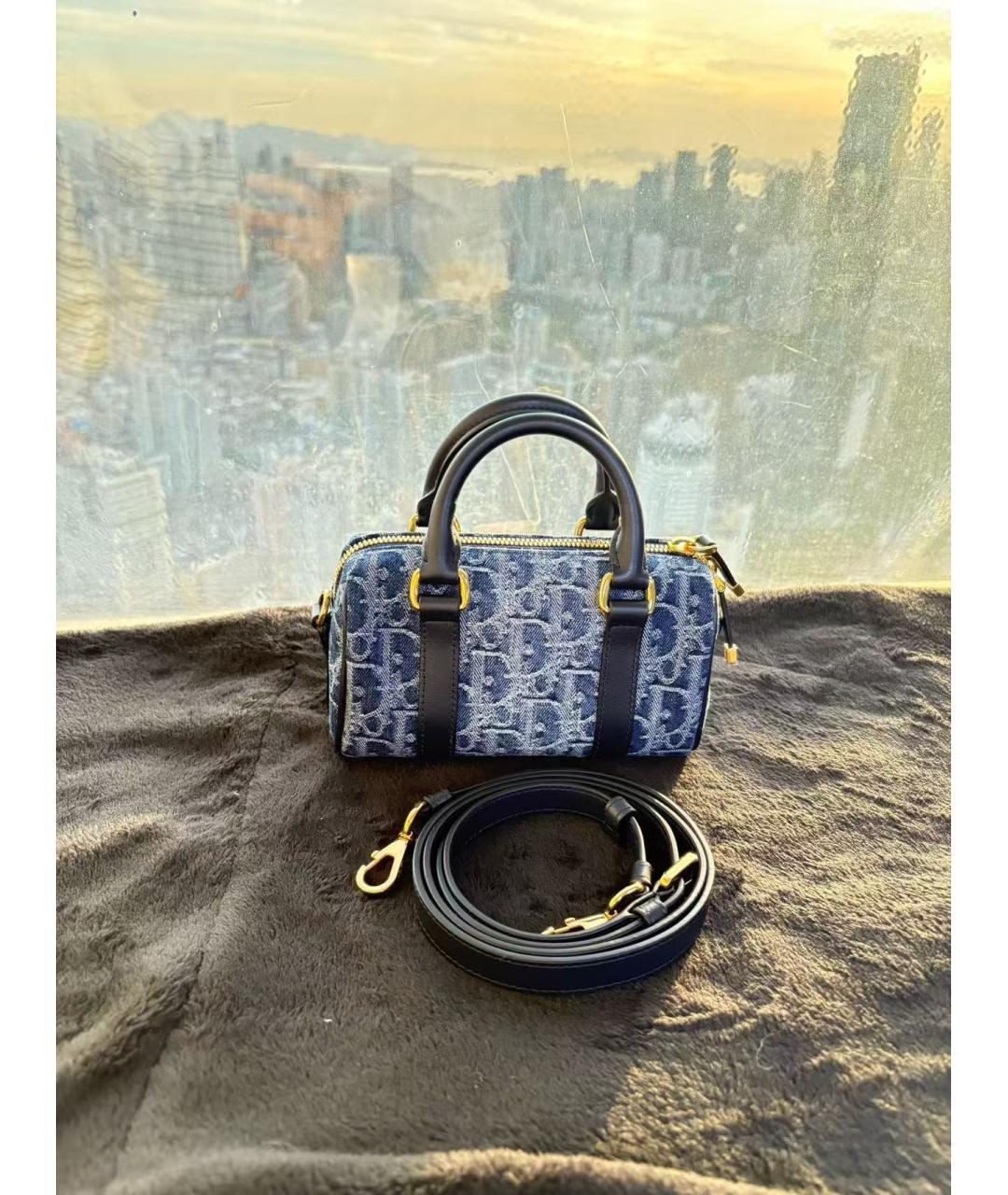 CHRISTIAN DIOR Голубая тканевая сумка через плечо, фото 3