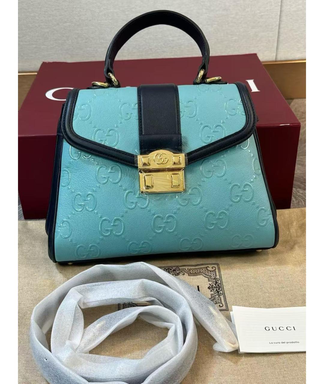 GUCCI Голубая сумка с короткими ручками, фото 6