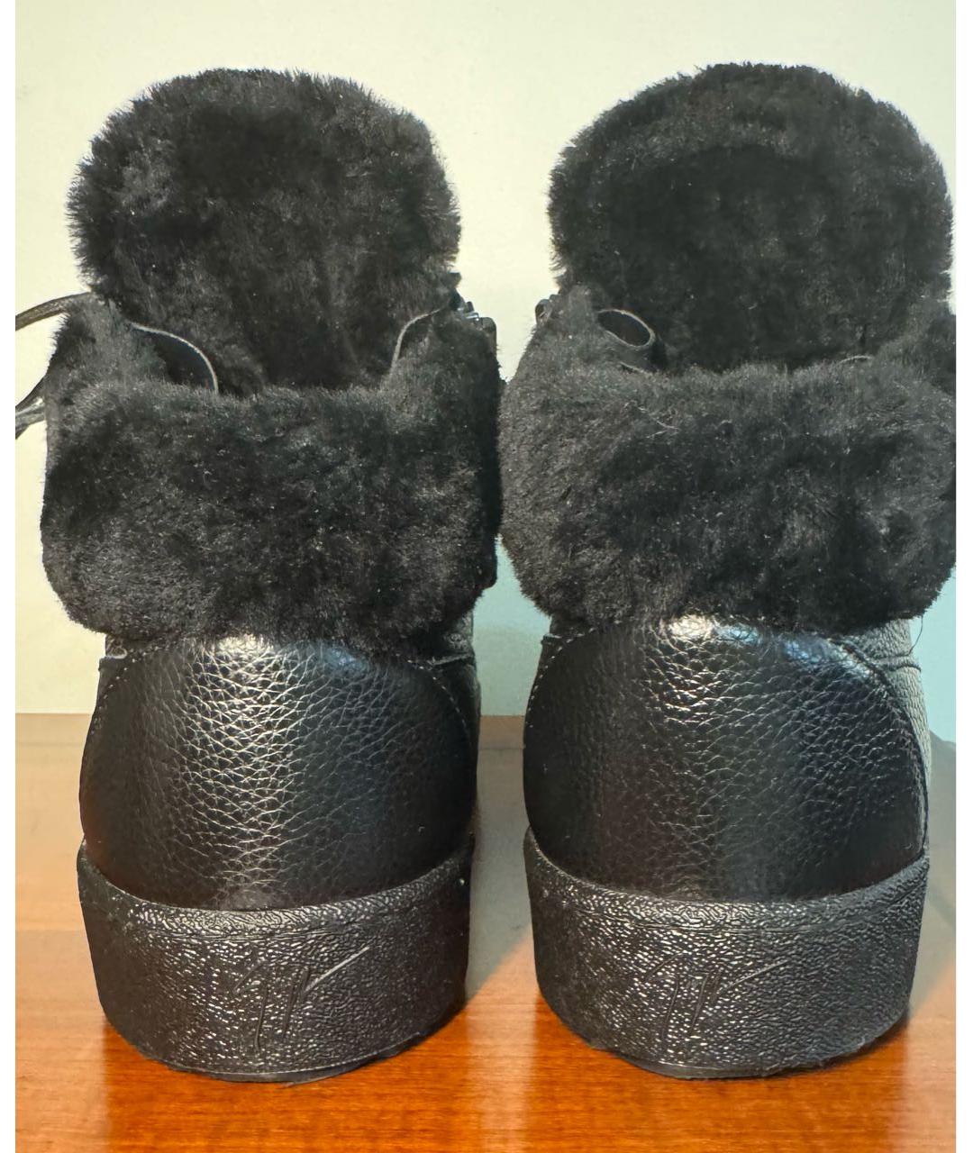 GIUSEPPE ZANOTTI DESIGN Черные кожаные высокие ботинки, фото 4