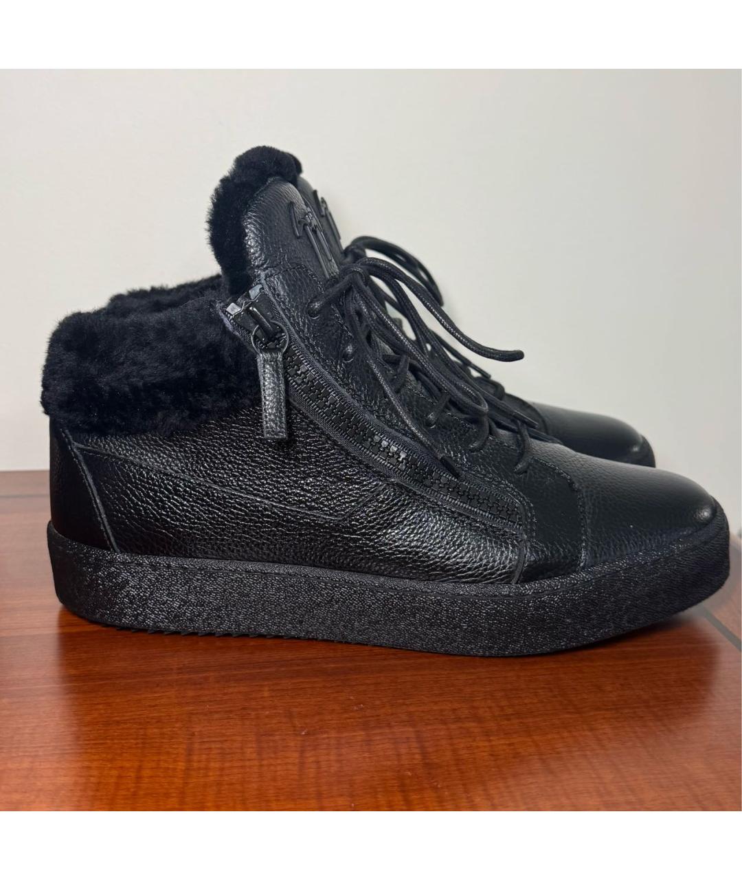 GIUSEPPE ZANOTTI DESIGN Черные кожаные высокие ботинки, фото 8