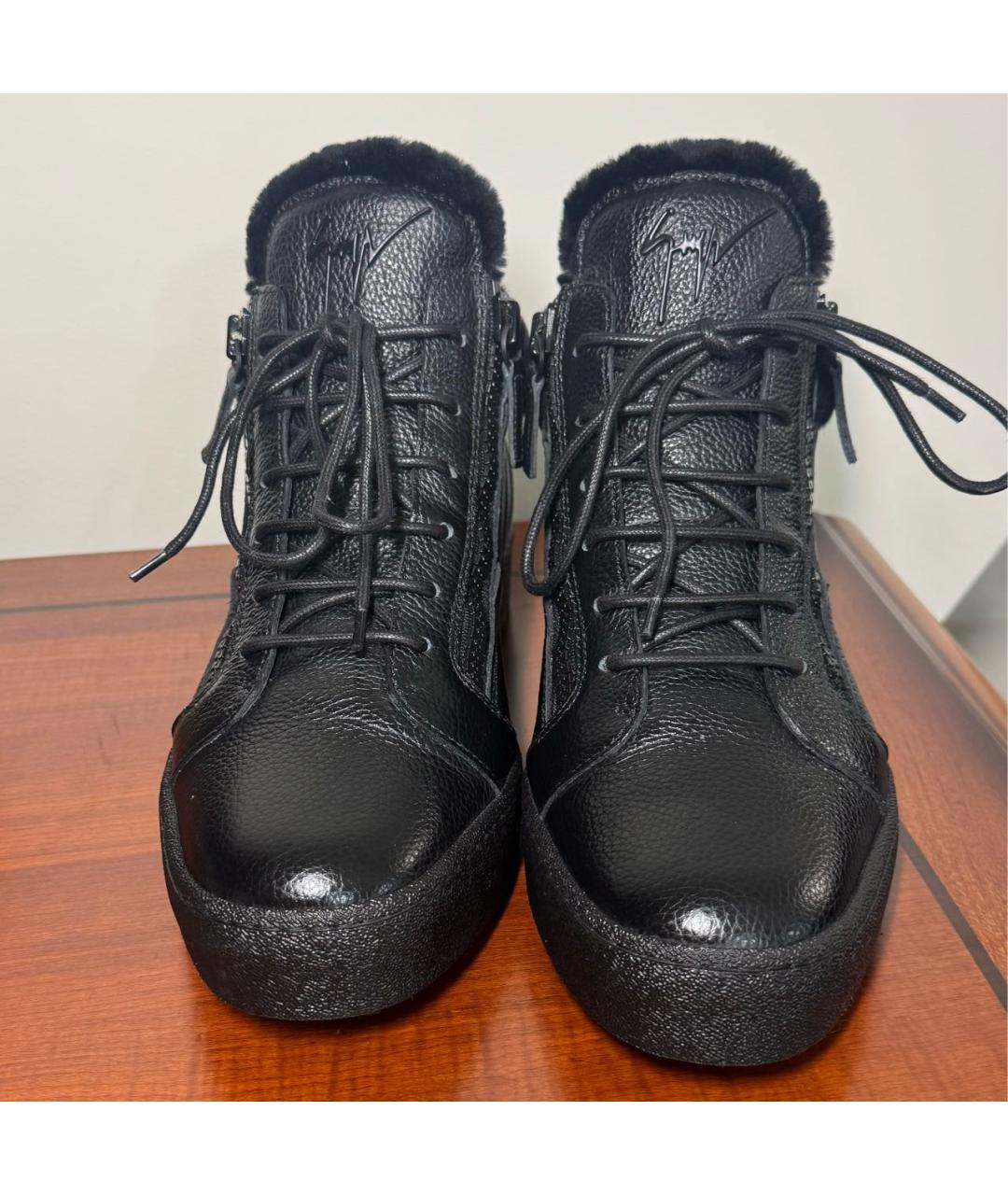 GIUSEPPE ZANOTTI DESIGN Черные кожаные высокие ботинки, фото 2