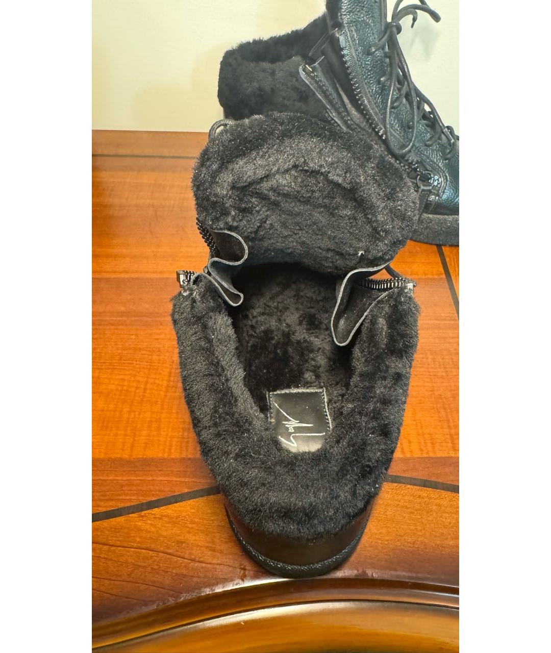 GIUSEPPE ZANOTTI DESIGN Черные кожаные высокие ботинки, фото 6