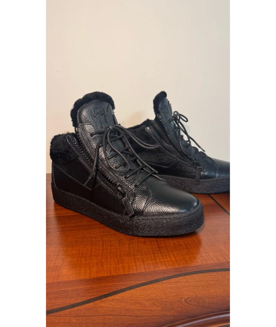 GIUSEPPE ZANOTTI DESIGN Черные кожаные высокие ботинки, фото 5