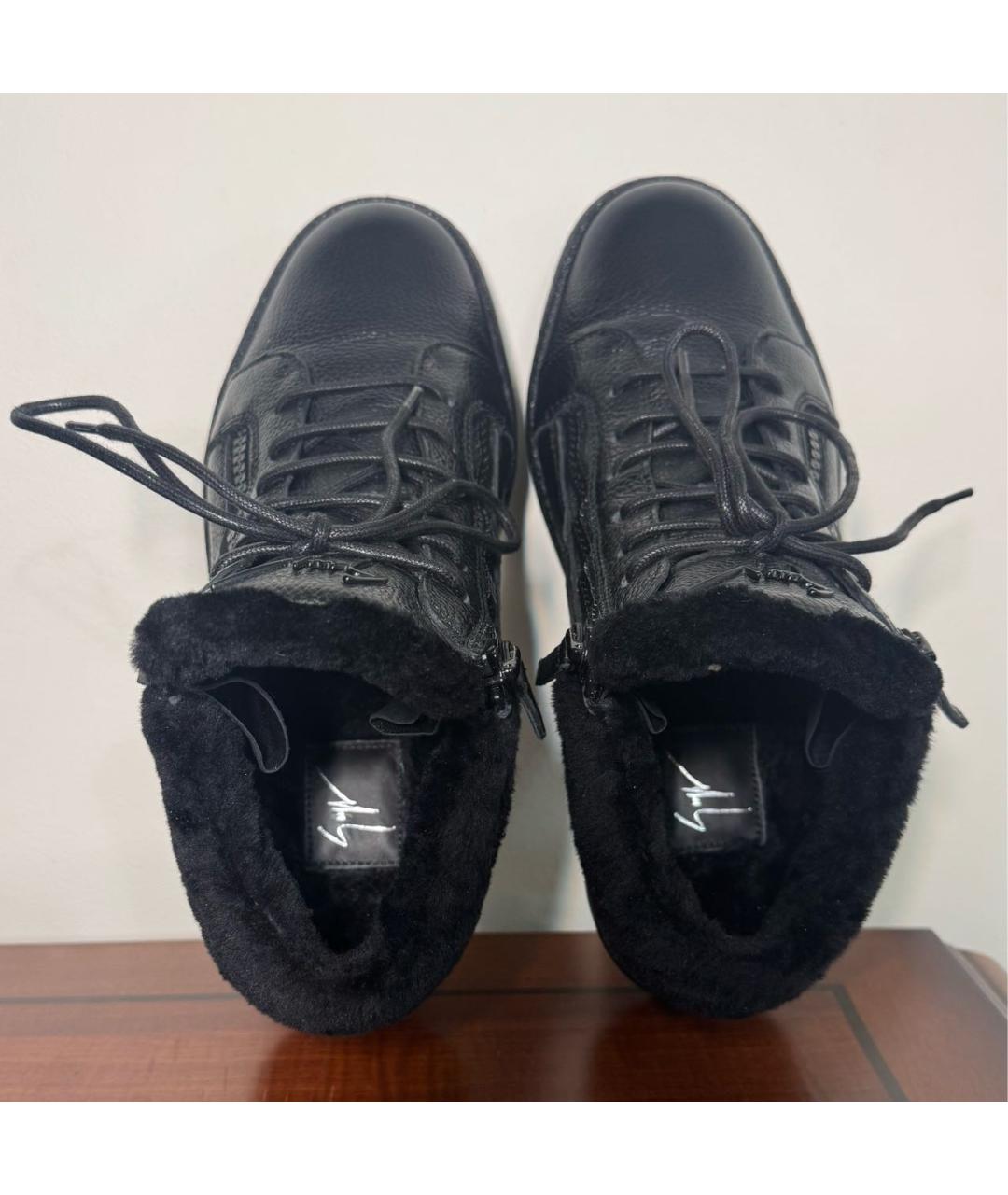 GIUSEPPE ZANOTTI DESIGN Черные кожаные высокие ботинки, фото 3