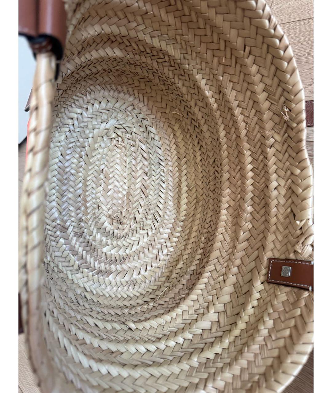LOEWE Бежевая пелетеная пляжная сумка, фото 5