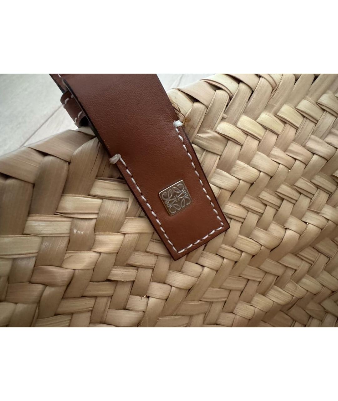 LOEWE Бежевая пелетеная пляжная сумка, фото 4