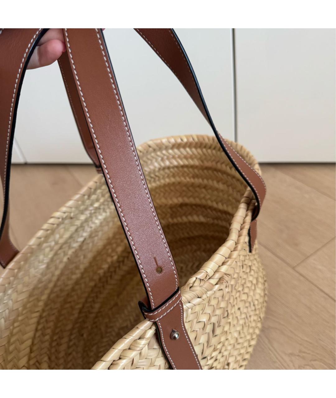 LOEWE Бежевая пелетеная пляжная сумка, фото 8