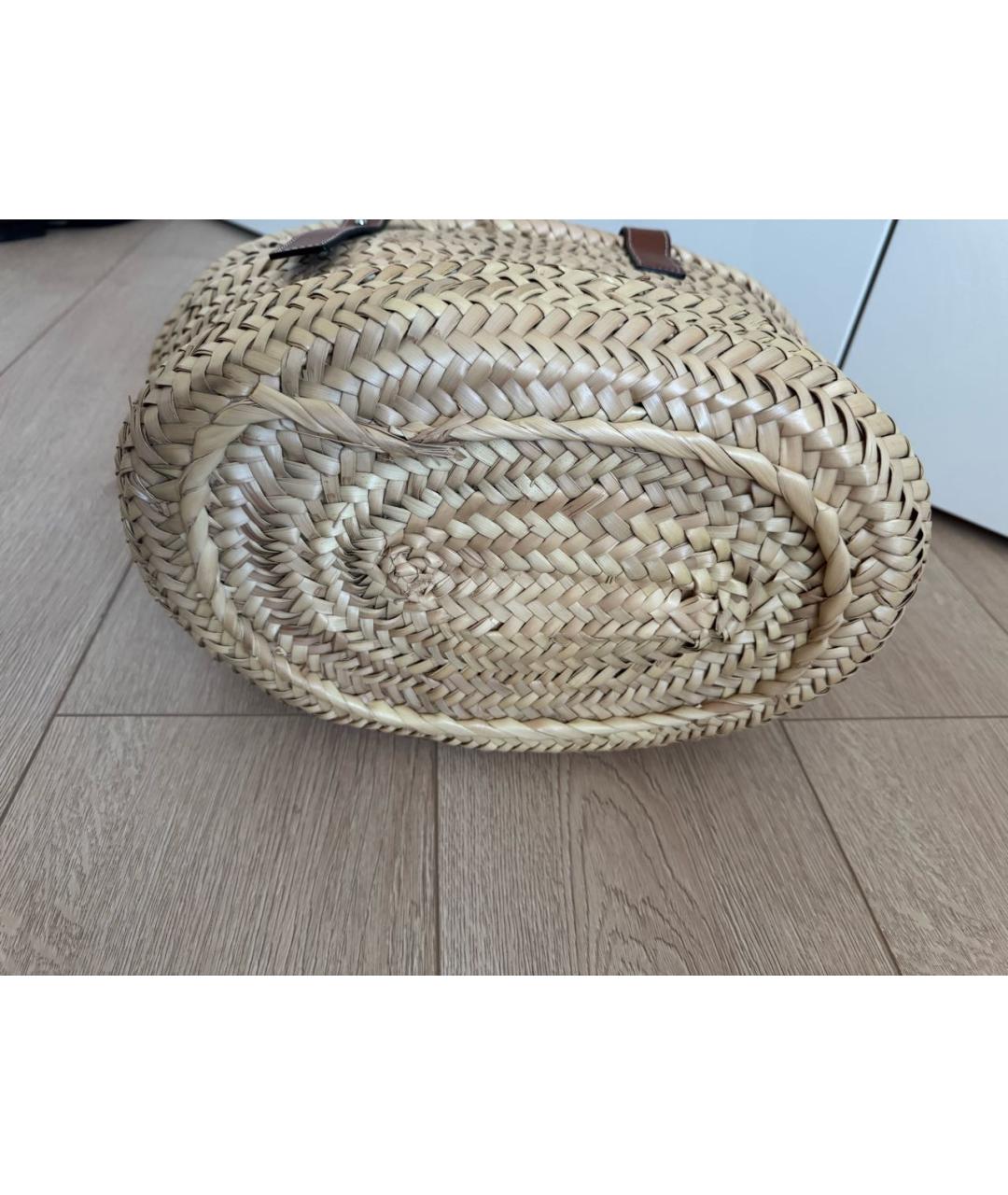 LOEWE Бежевая пелетеная пляжная сумка, фото 7