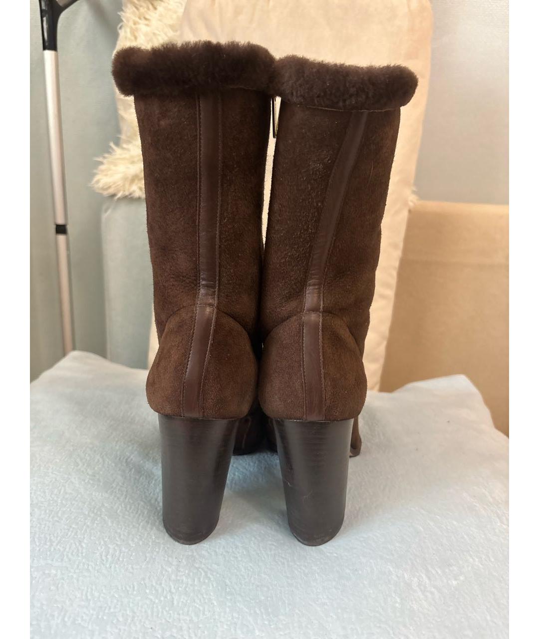 SERGIO ROSSI Коричневые замшевые ботильоны, фото 4