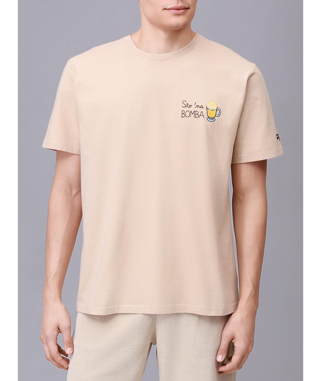 MC2 SAINT BARTH Бежевая хлопковая футболка, фото 4