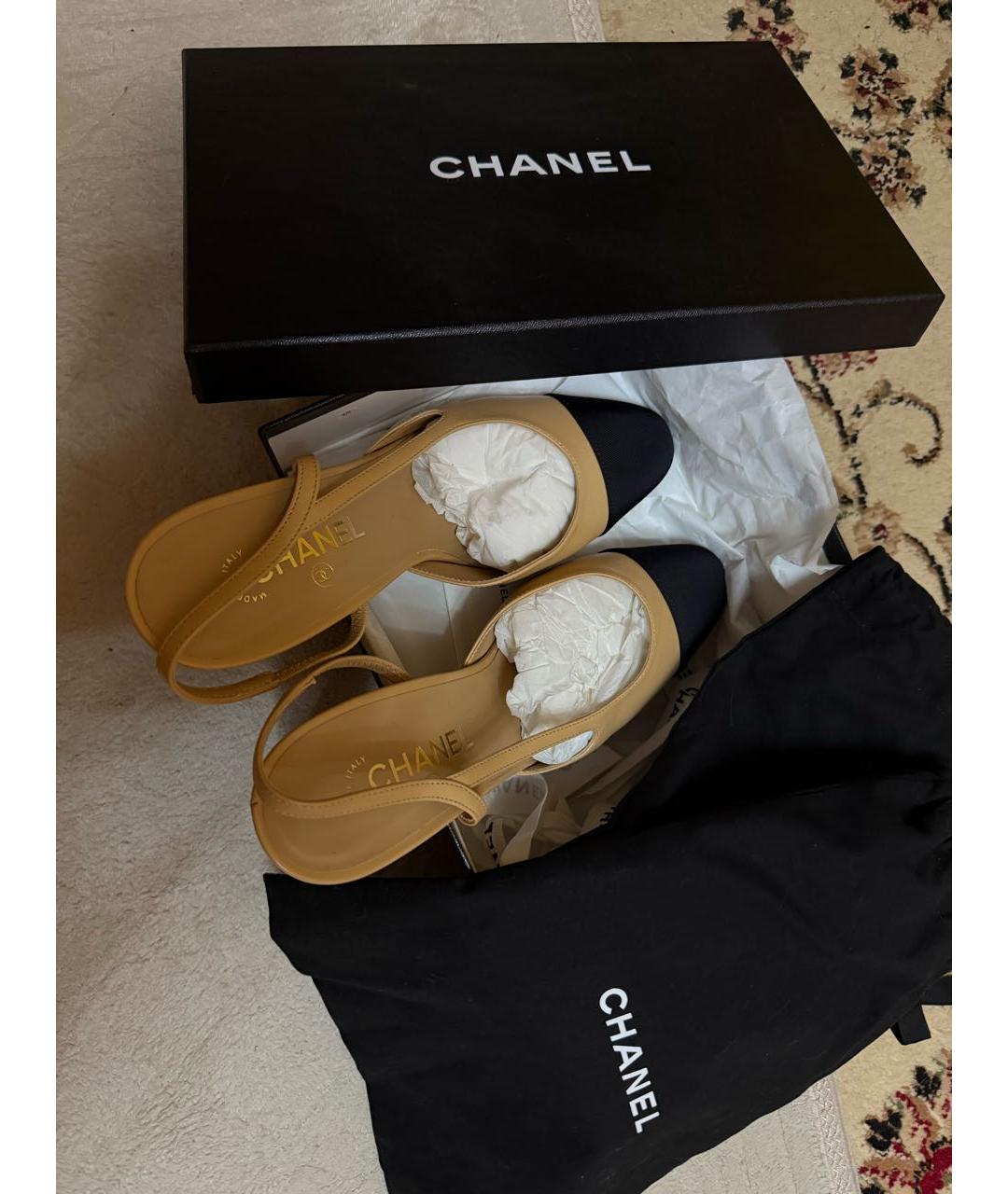 CHANEL Бежевые кожаные туфли, фото 7