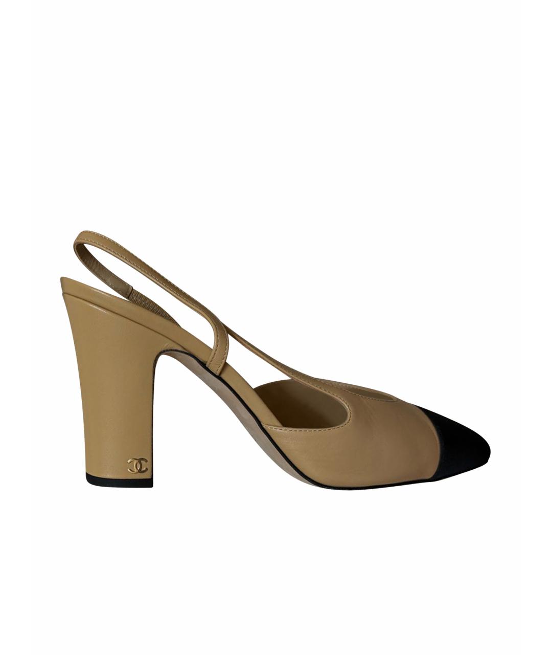 CHANEL Бежевые кожаные туфли, фото 1