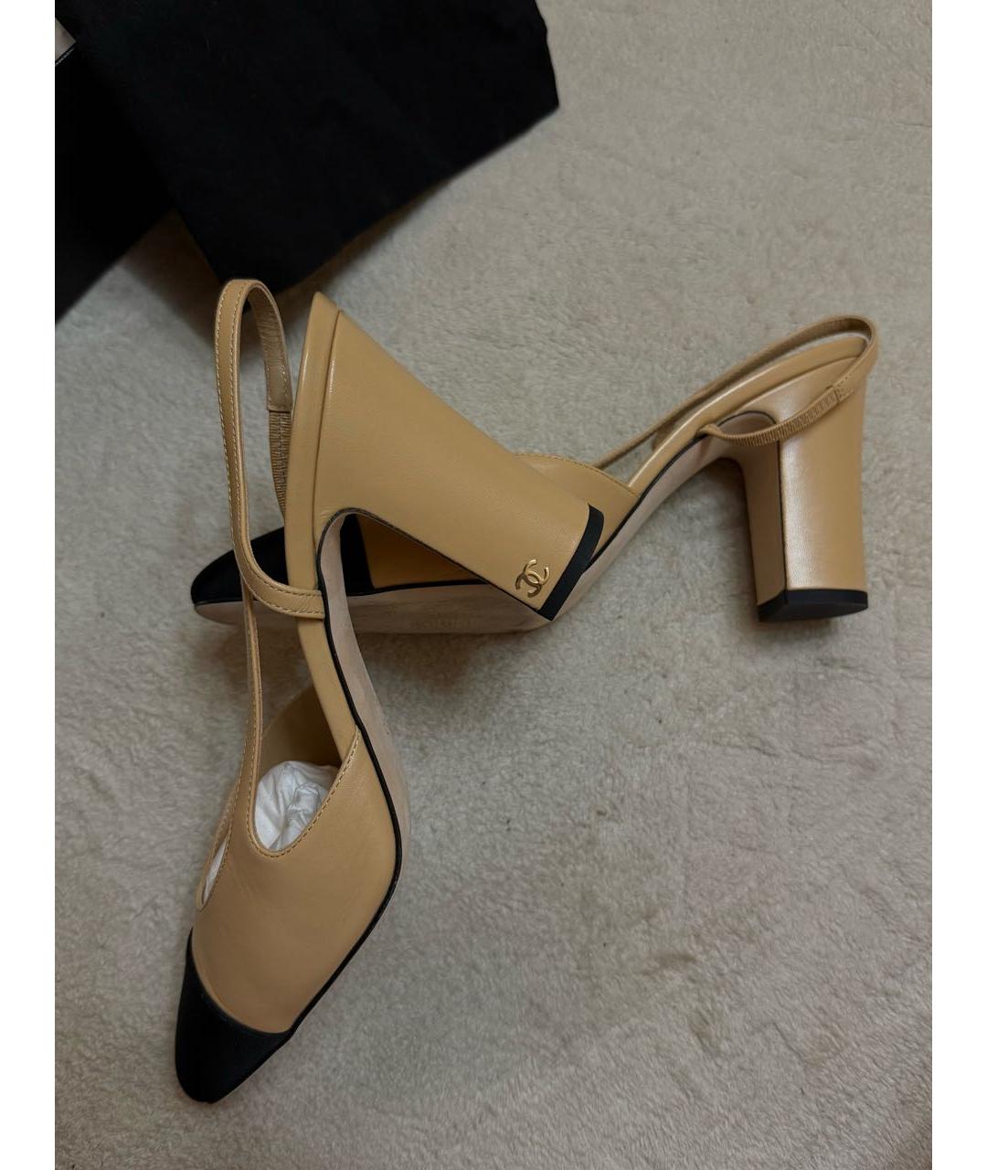 CHANEL Бежевые кожаные туфли, фото 9