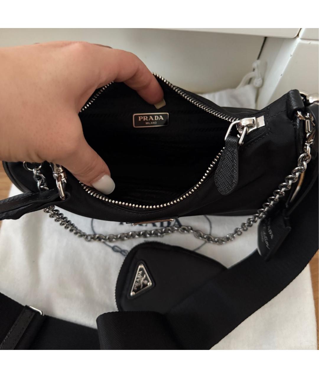 PRADA Черная тканевая сумка через плечо, фото 4