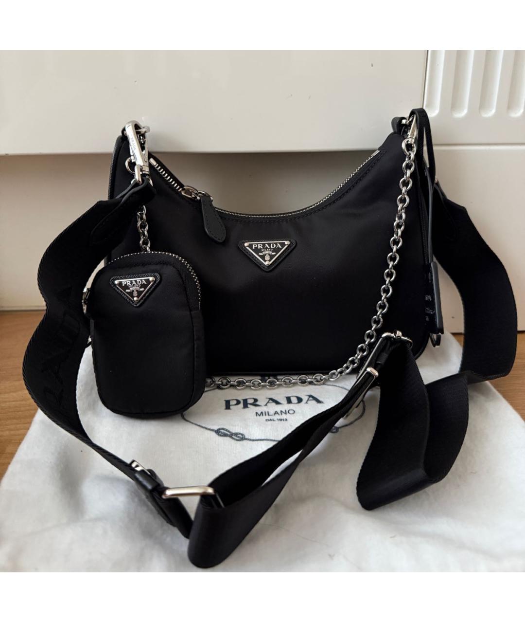 PRADA Черная тканевая сумка через плечо, фото 6