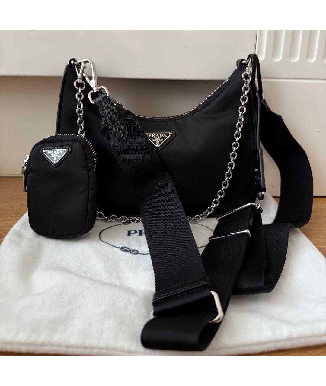 PRADA Черная тканевая сумка через плечо, фото 5