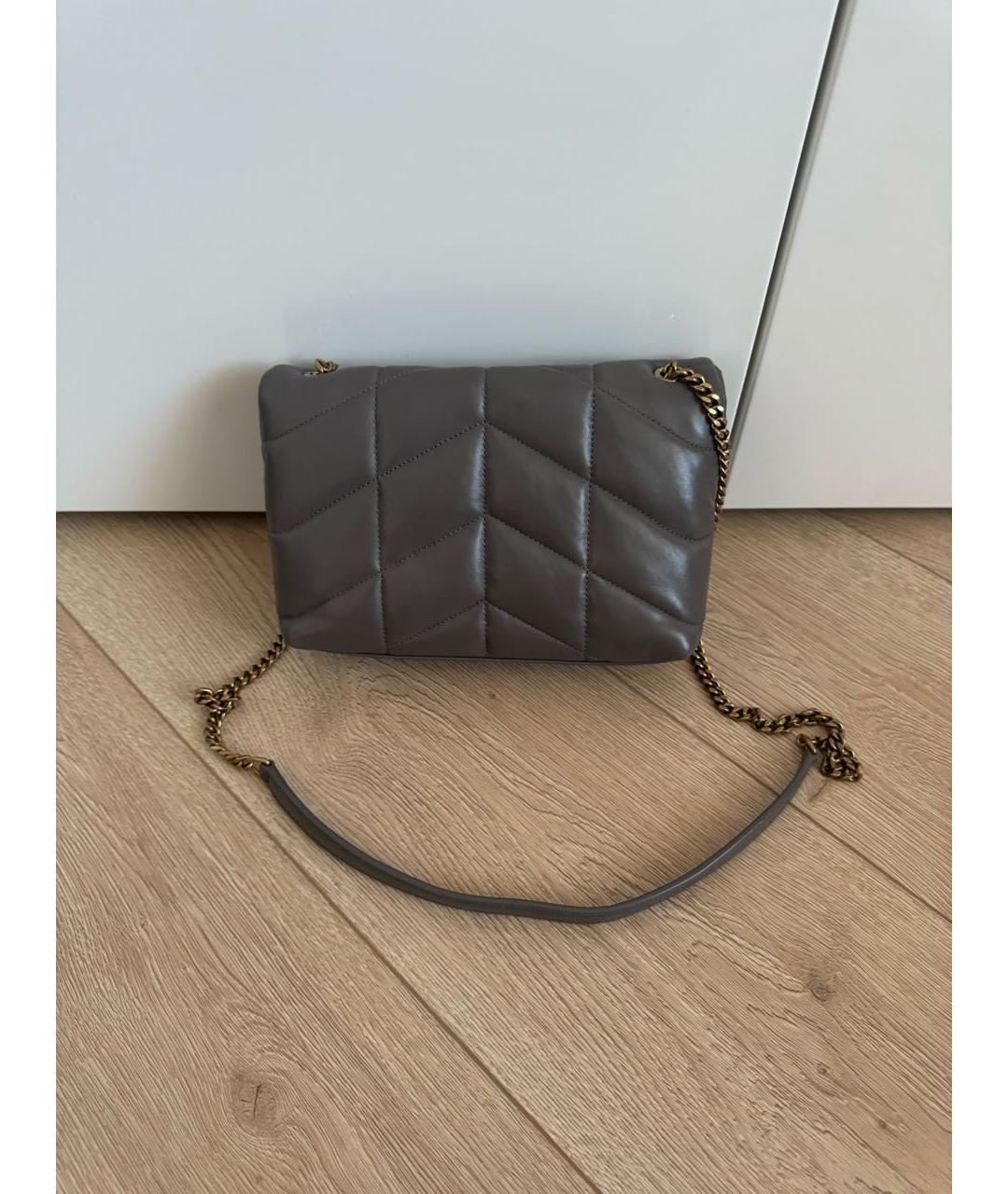 SAINT LAURENT Серая кожаная сумка через плечо, фото 2