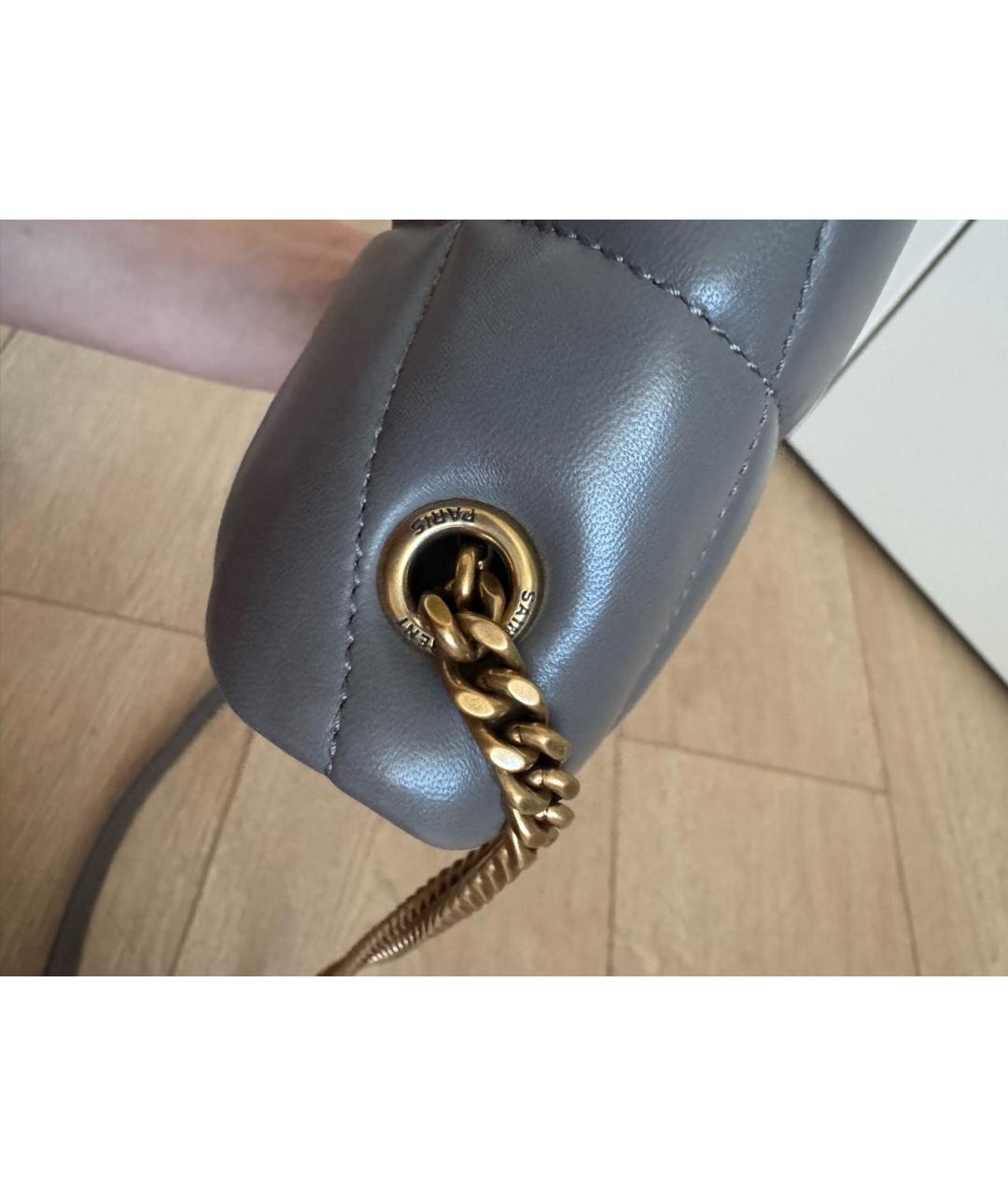 SAINT LAURENT Серая кожаная сумка через плечо, фото 8