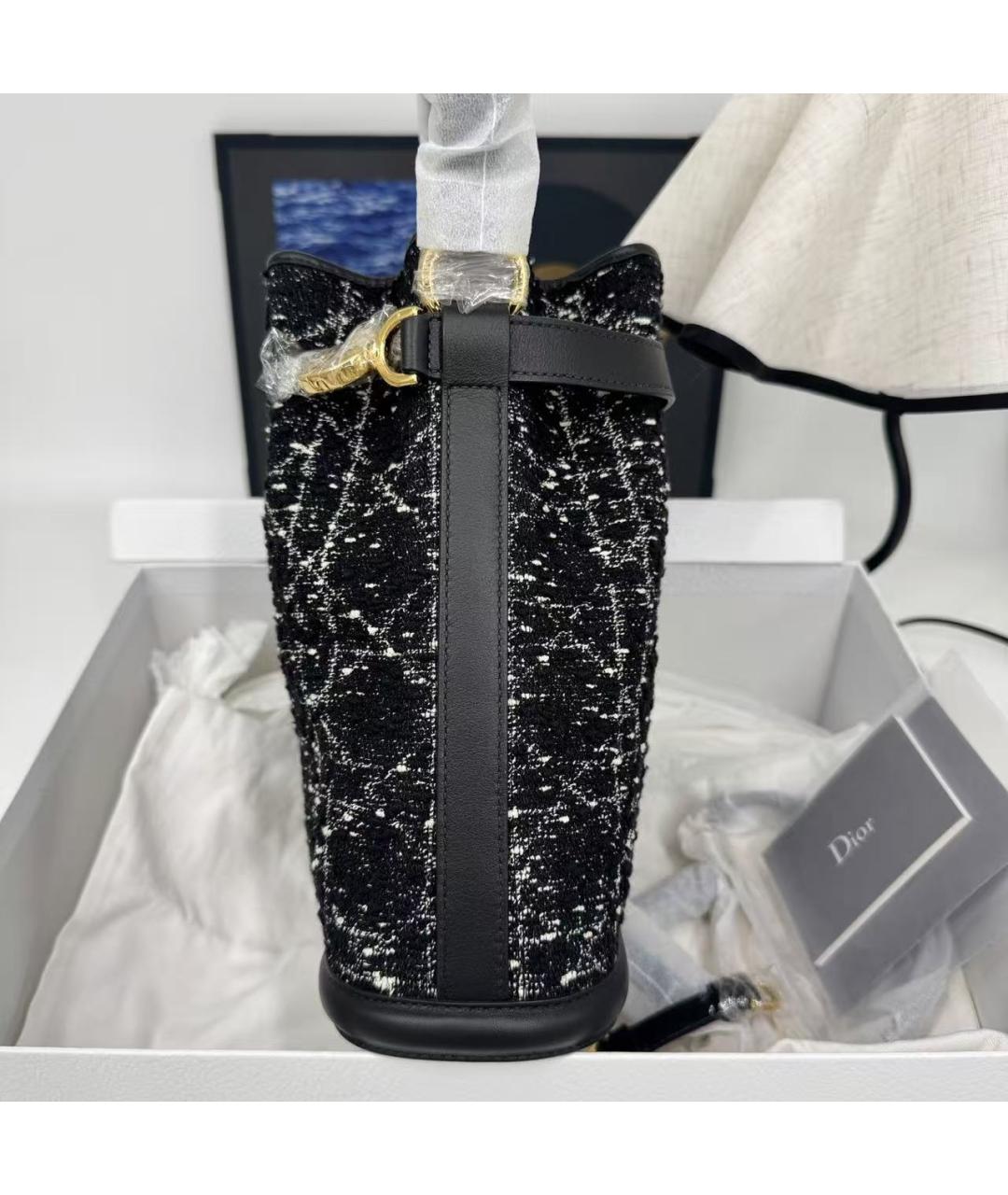 CHRISTIAN DIOR Черная твидовая сумка через плечо, фото 4